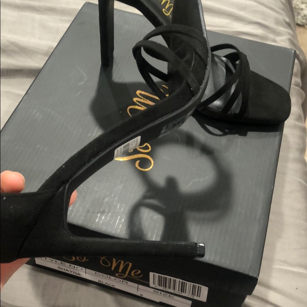 So Me black faux suede strappy ankle-cuff heels - Picture 5 of 5